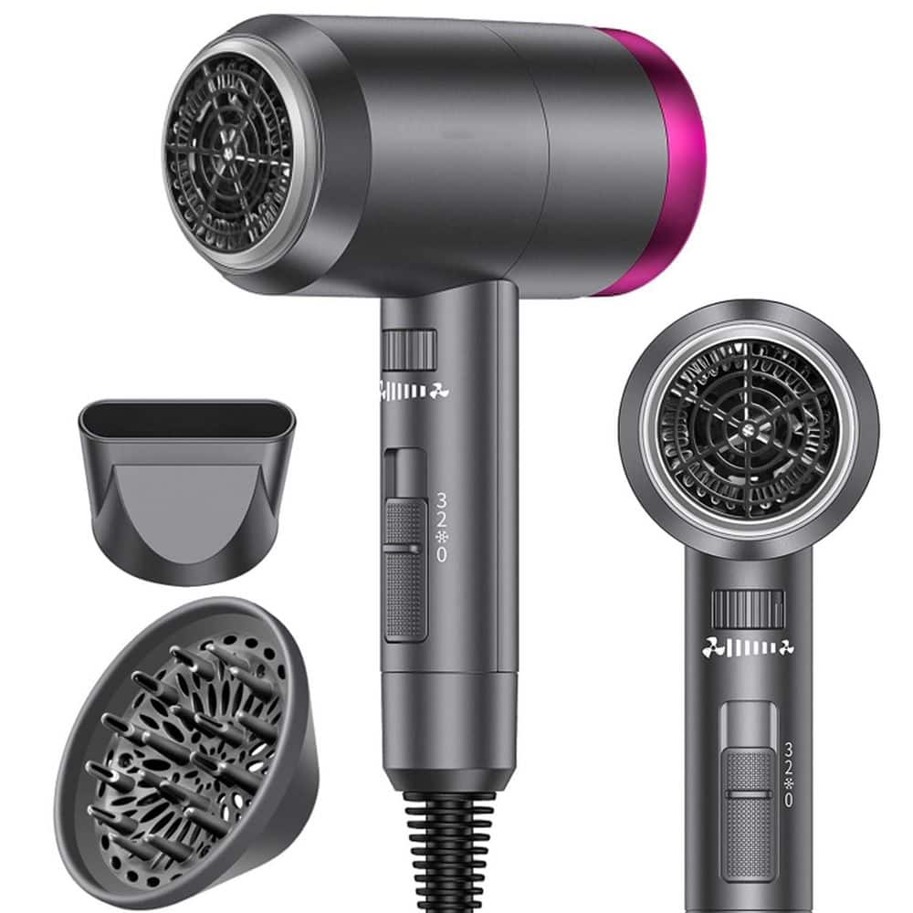 Wudkey 1-Piece Bathroom Accessory Set in Black, 1600-Watt Blow Dryer with Diffuser and Concentrator Nozzle for Home and Travel (1)