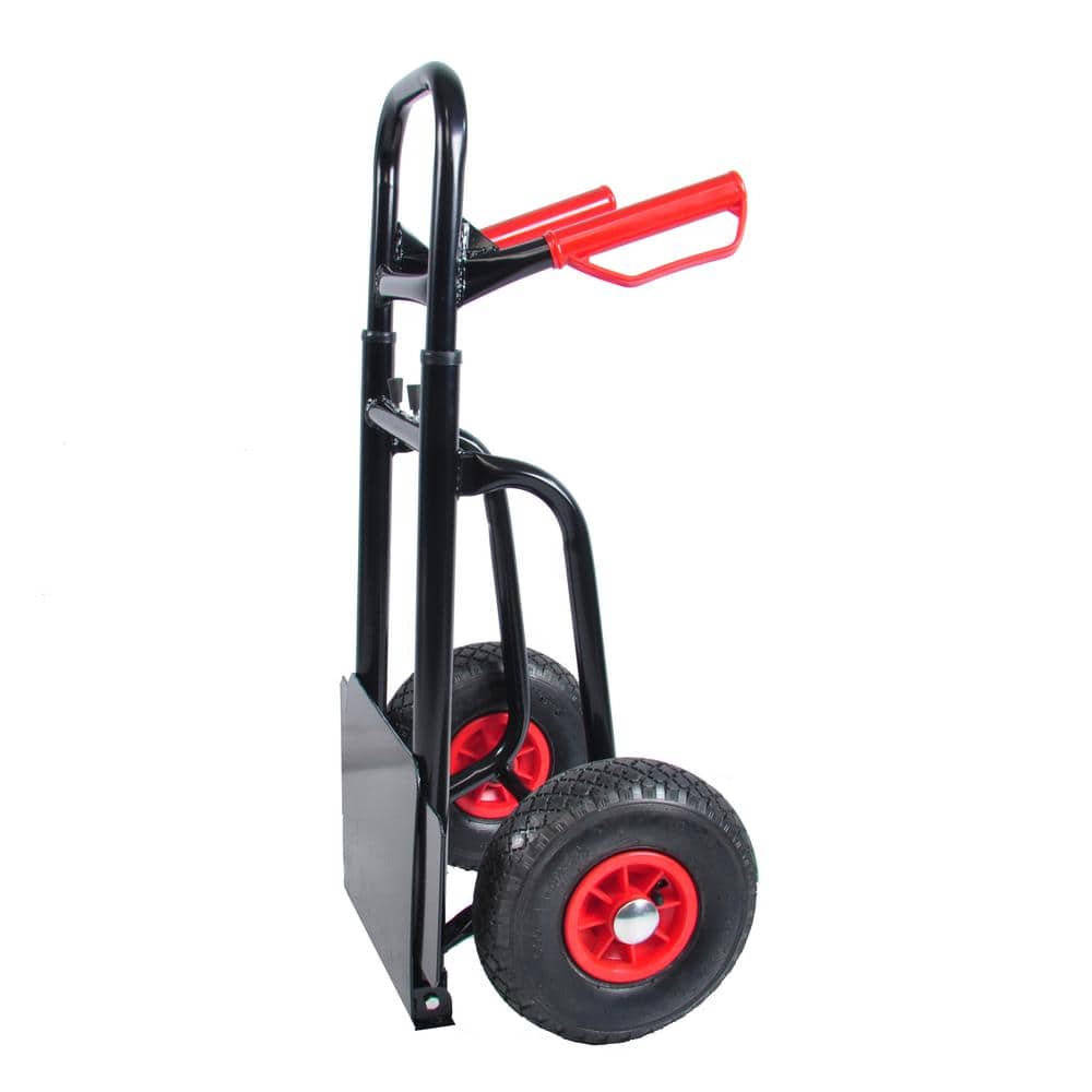 Runesay Black 330 lbs. Heavy Duty Mnual Truck with Double Handles Steel Trolley Moving Heavy Platform Truck with Rubber Wheels (3)