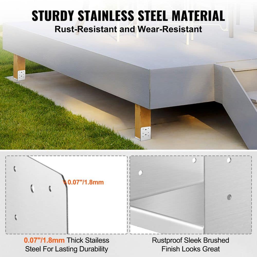 SVOPES 6 in. x 6 in. Post Base, Stainless Steel Adjustable Post Anchor Bracket (Internal 5.9 x 5.5 in. ), for Railing Support (3)