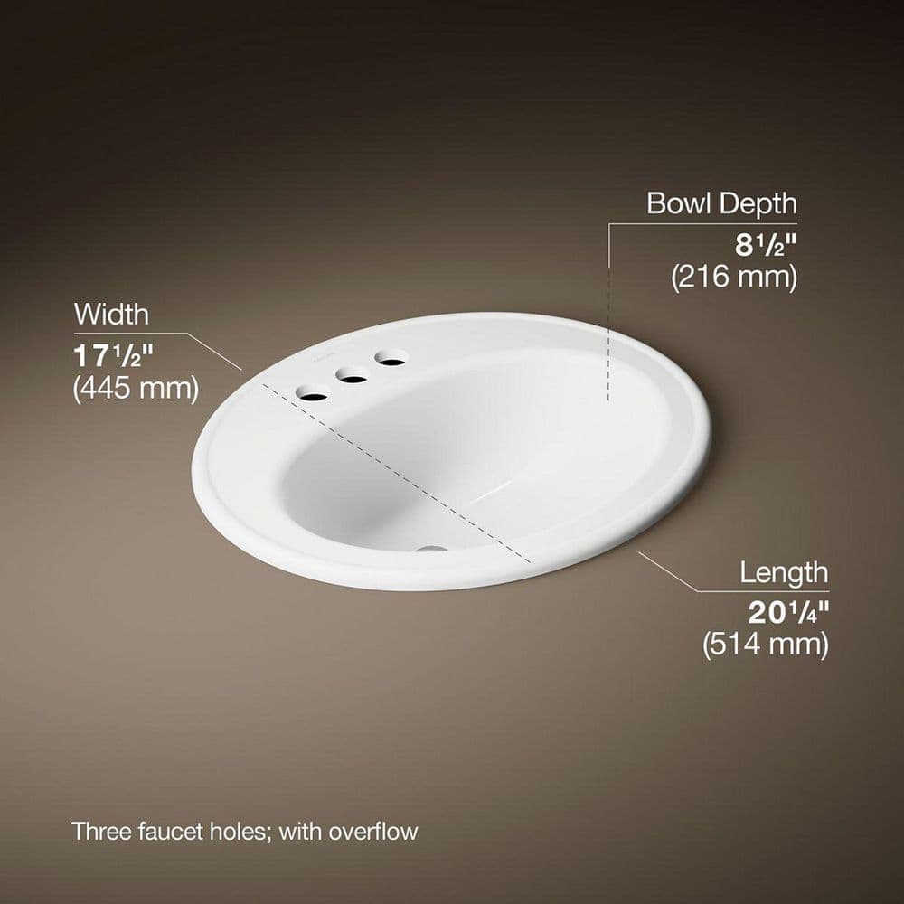 KOHLER Pennington 20-1/4 in. Drop-In Vitreous China Bathroom Sink with Overflow Drain (3)