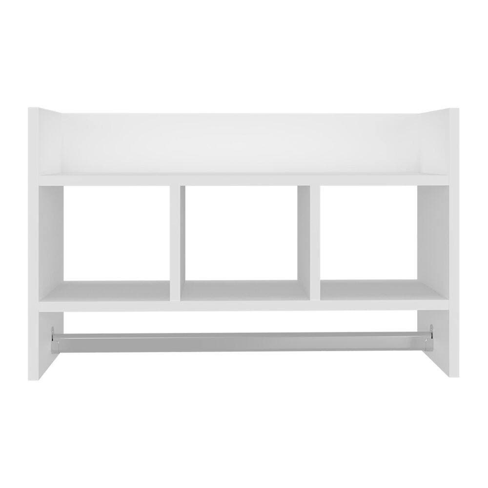 YSQCAR 25 in. W 15.7 in. H x 8.2 in. D Particle Board Rectangular Modern Bathroom Shelves in White with Towel Bar, Open Shelves (2)
