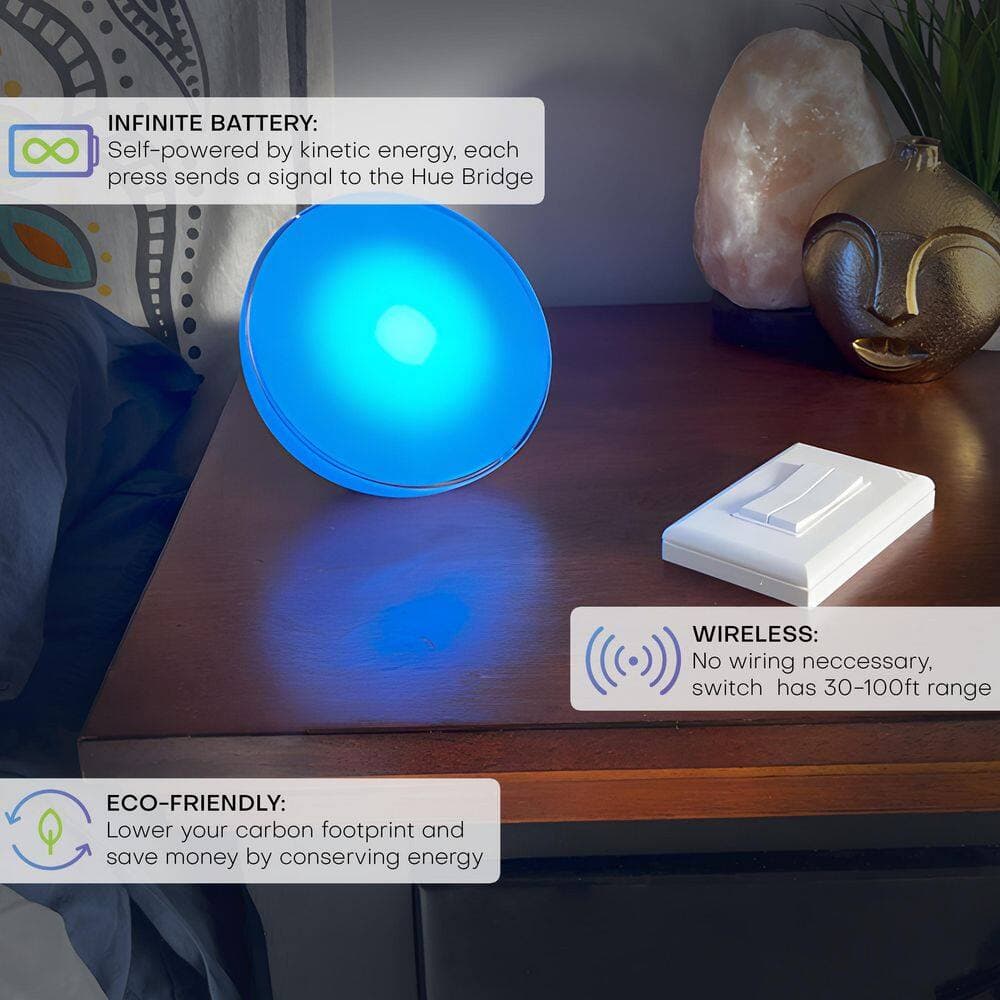 RunLessWire Click for Philips Hue Battery-Free Dimmable Wireless Smart Switch (4)