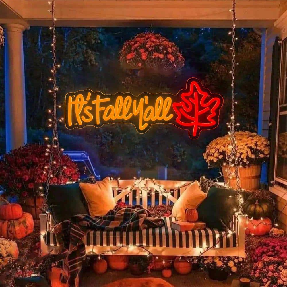 Unbranded Thanksgiving Fall Maple Leaf LED Neon Sign Wall Hanging Acrylic Multicolor Home Party Decor for Seasonal Celebrations (2)