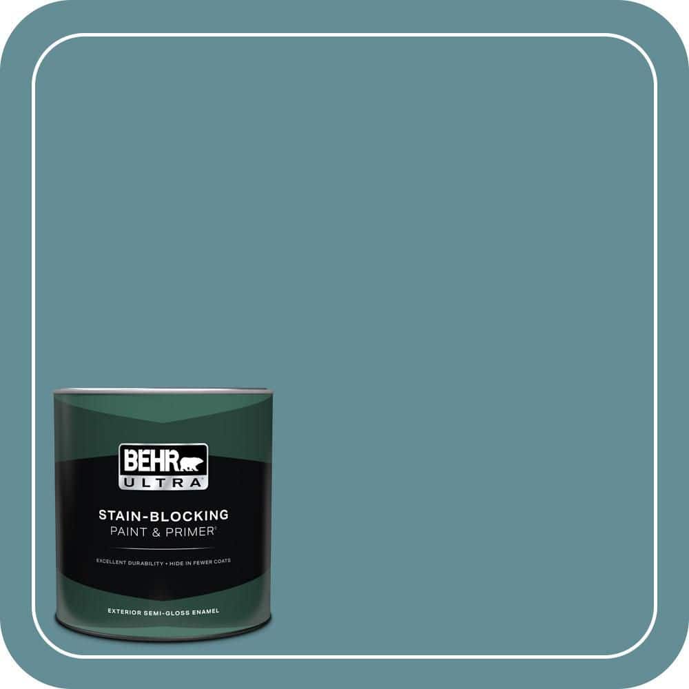 BEHR ULTRA 1 qt. #S450-5 Oarsman Blue Semi-Gloss Enamel Exterior Paint & Primer