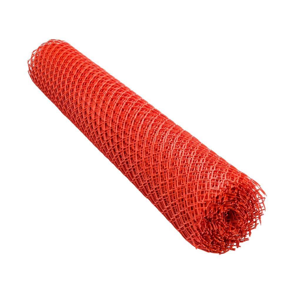 Everbilt 50 ft. L x 48 in. H PVC Vinyl Safety Fence in Orange with 1-1/2 in. x 1-1/2 in. Mesh Size Garden Fence (1)