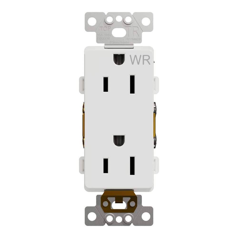 Square D X Series 15 Amp 125-Volt Weather Resistant Outdoor Tamper Resistant Duplex Outlet Back Wire Decorator Matte White (1)