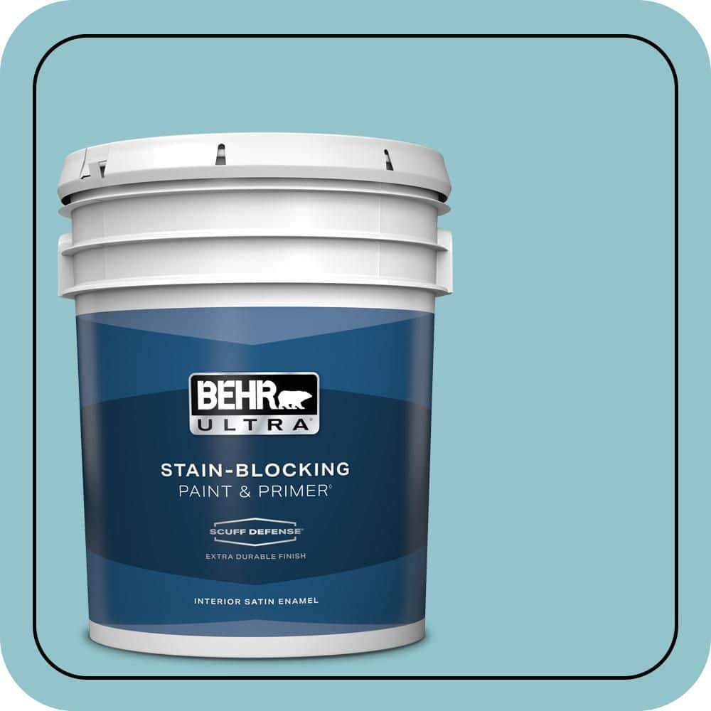 BEHR ULTRA 5 gal. #MQ6-32 Cosmic Blue Extra Durable Satin Enamel Interior Paint & Primer