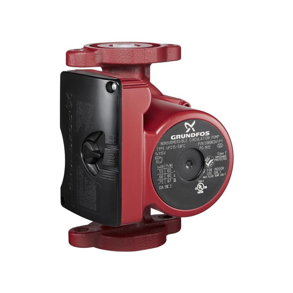 Grundfos UPS15-58FRC 1/25 HP 115-Volt 3-Speed Rotated Flanged Circulator Pump