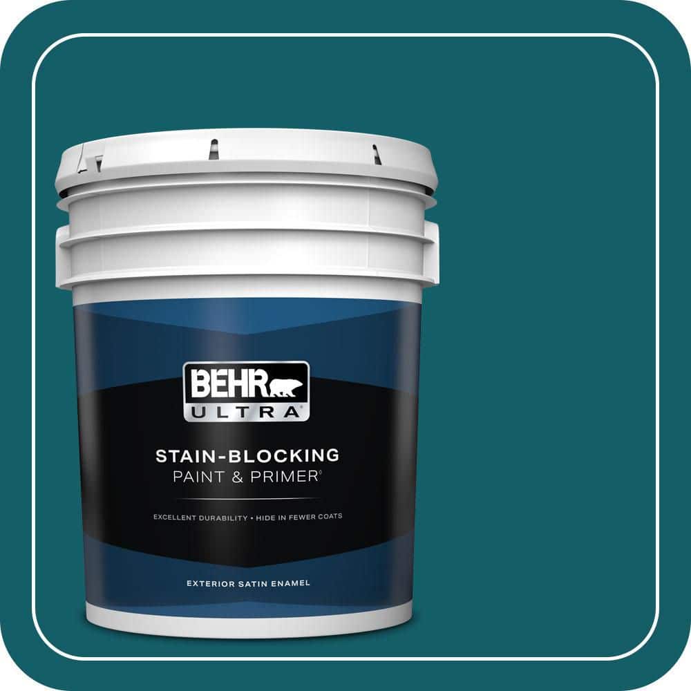 BEHR ULTRA 5 gal. #S-H-530 Tropical Skies Satin Enamel Exterior Paint & Primer