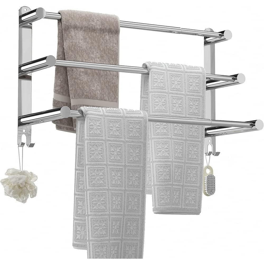 Dyiom Towel Bars Freely Retractable 17-31 Inches Bathroom Towel Rack with Hooks (1)