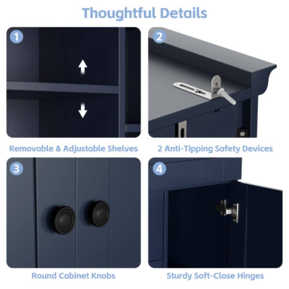 Unbranded 42.3 in. W x 20 in. D x 70.9 in. H Bathroom Blue Linen Cabinet (3)