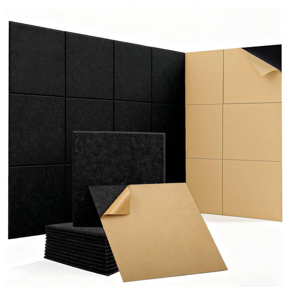 xinyoec 12 in. Balck Acoustic Wall Panels, Soundproofing Panels with Self-Adhesive Backing for Noise Reduction (12-Pack) (1)