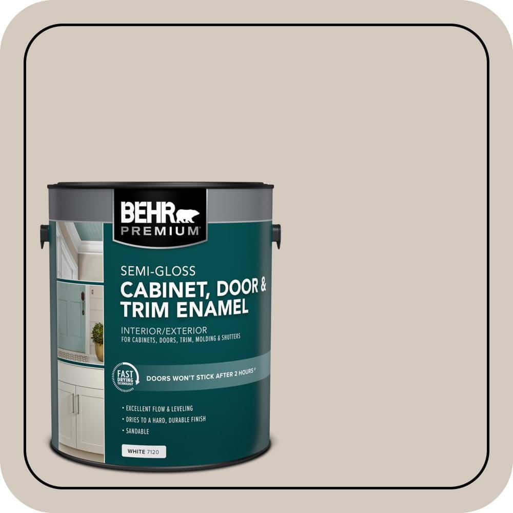 BEHR PREMIUM 1 gal. #N220-2 Ashen Tan Semi-Gloss Enamel Interior/Exterior Cabinet, Door & Trim Paint (1)