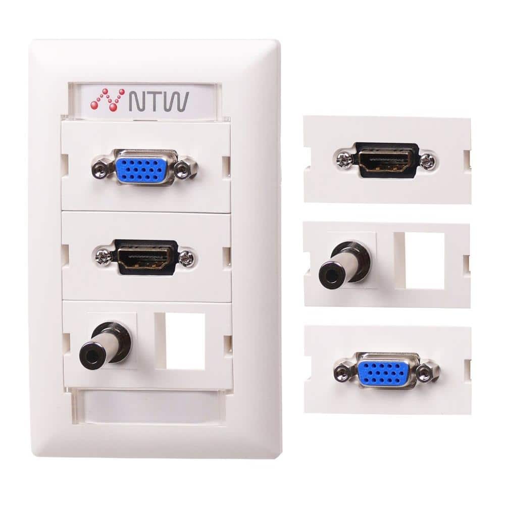 NTW White 1-Gang Audio/Video Wall Plate (1-Pack)