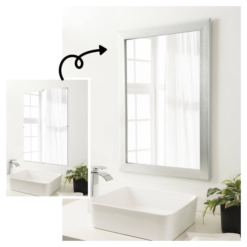 Amanti Art Mirror Makeover Visit Brushed Nickel 25.25 in. W x 37.25 in. H Bathroom Mirror Frame Border Kit-Fits a 24 x 36 mirror (3)