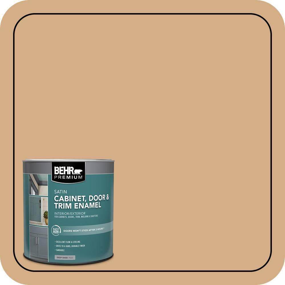 BEHR PREMIUM 1 qt. #S270-4 Praline Satin Enamel Interior/Exterior Cabinet, Door & Trim Paint (2)