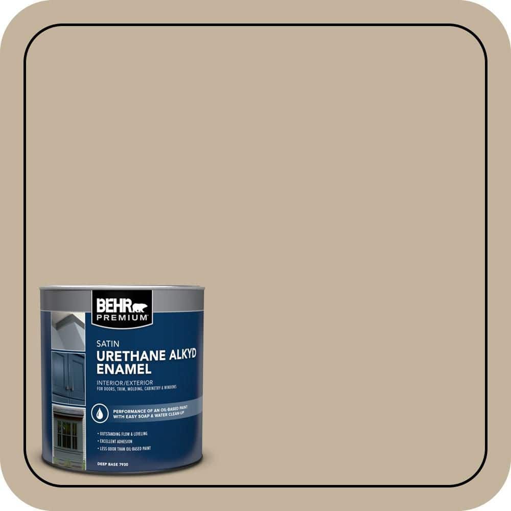 BEHR PREMIUM 1 qt. #BNC-03 Essential Brown Satin Enamel Urethane Alkyd Interior/Exterior Paint (1)