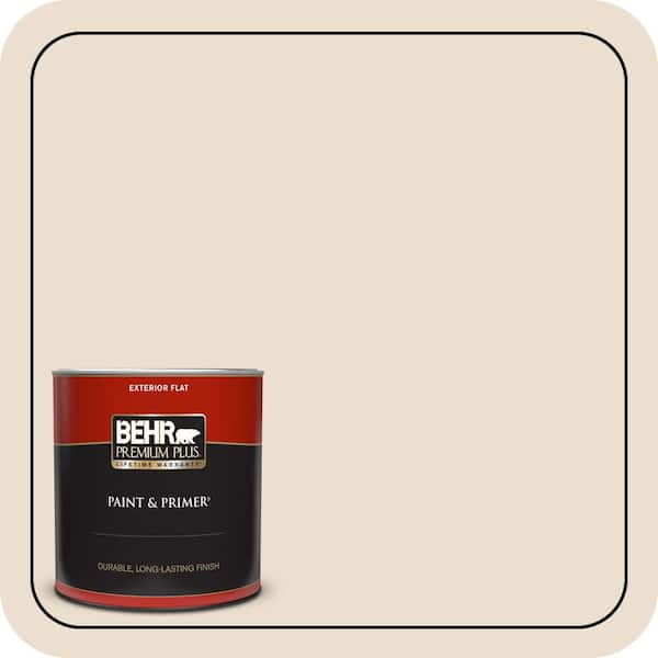 BEHR PREMIUM PLUS 1 Qt. #W-F-120 Natural Linen Flat Exterior Paint & Primer (2)