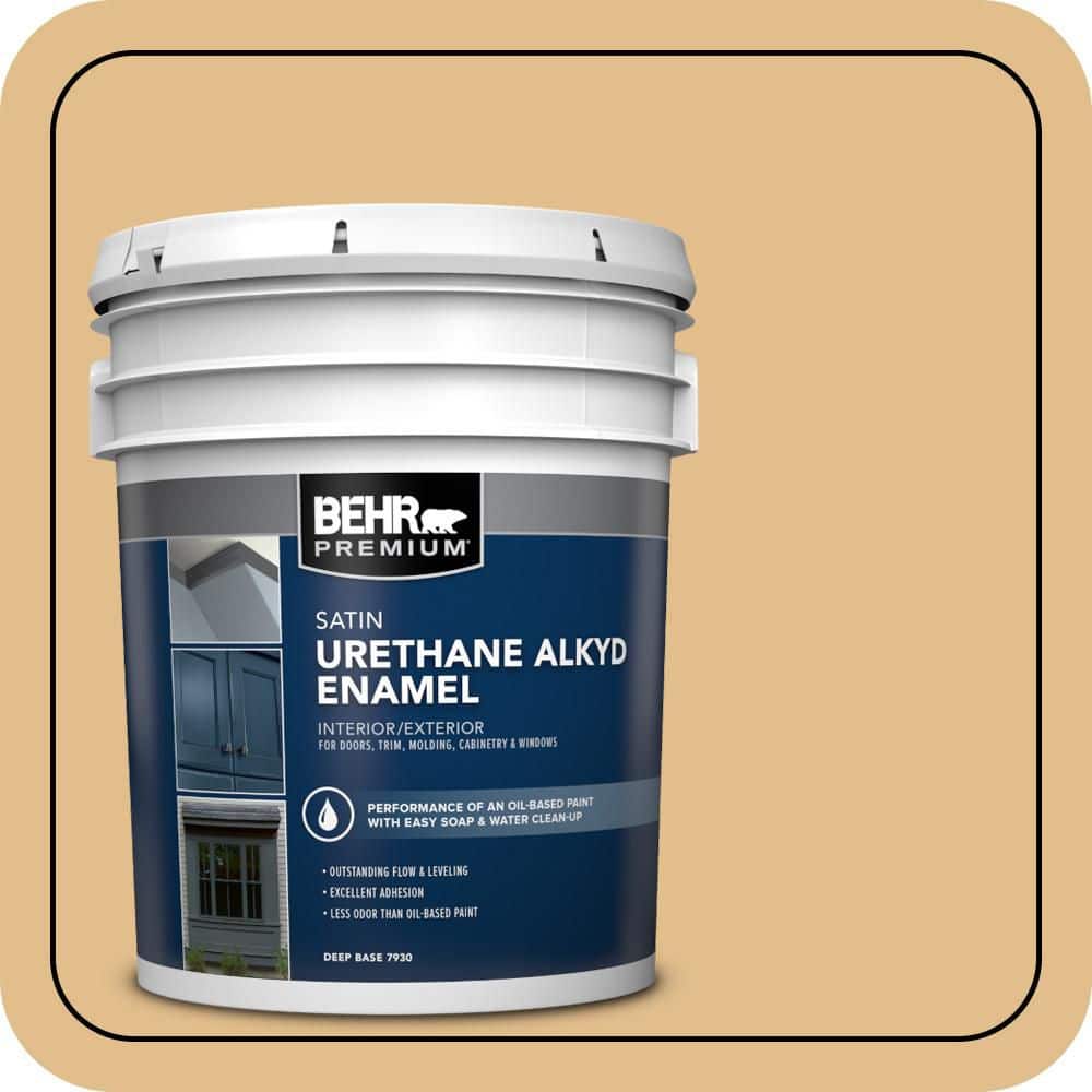 BEHR PREMIUM 5 gal. #330D-4 Warm Muffin Urethane Alkyd Satin Enamel Interior/Exterior Paint