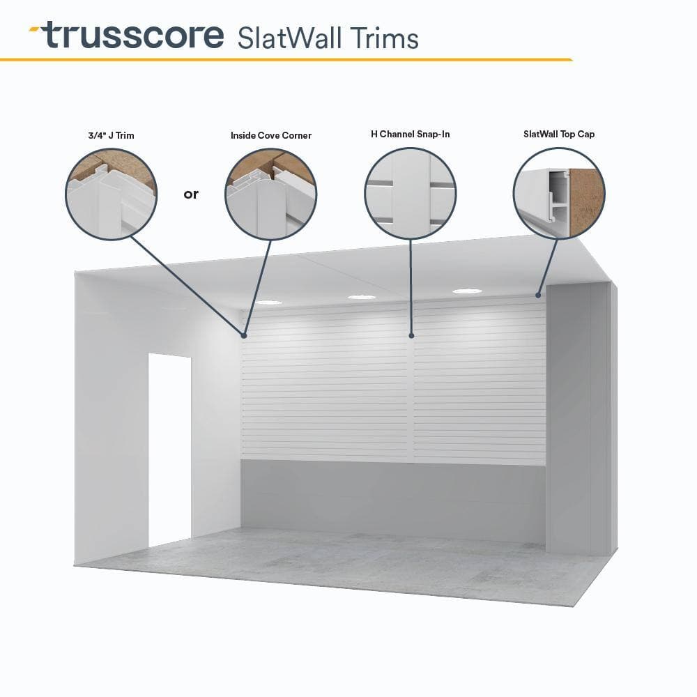 Trusscore 3/4 in. x 1-3/8 in. x 8 ft. Slatwall J Channel Gray PVC Trim (2 Per Box) (3)