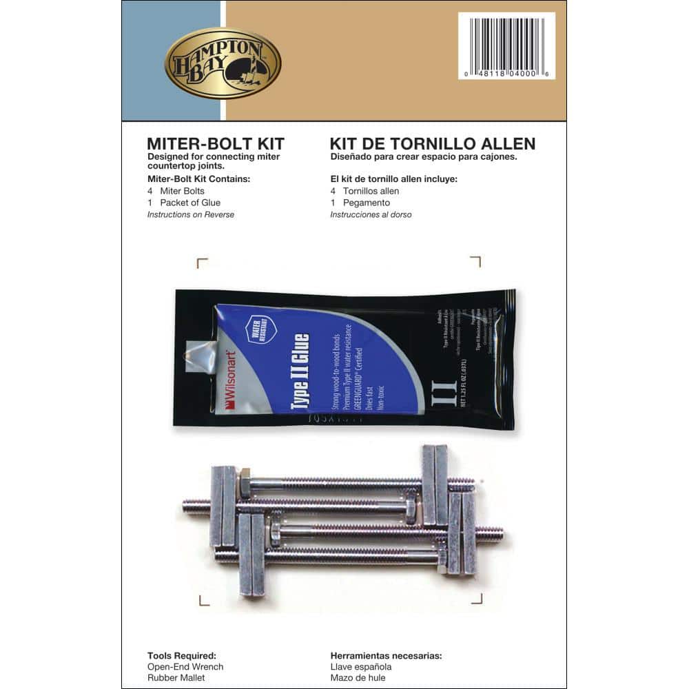 Hampton Bay 3.5 in. L Stainless Steel Adjustable Countertop Miter Bolt Kit (2)