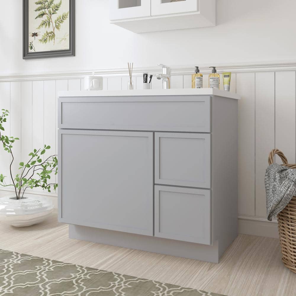 Vanity Art Colton 1-Door and 2-Drawer Freestanding Shaker Bathroom Vanity Cabinet (No Top) — Unassembled (2)