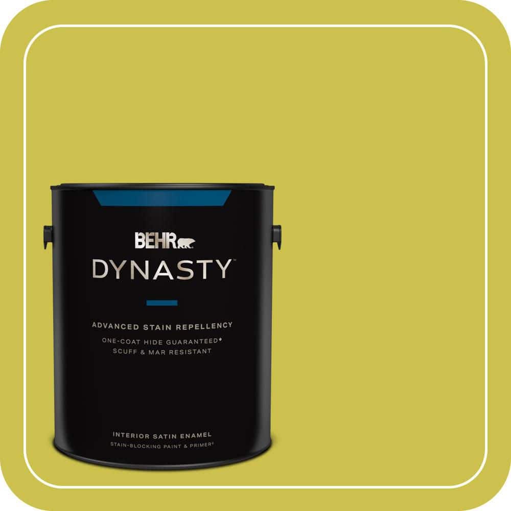 BEHR DYNASTY 1 Gal. #P340-5A Cilantro Lime Satin Enamel Interior Stain-Blocking Paint and Primer