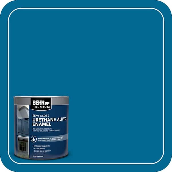BEHR PREMIUM 1 qt. #OSHA-1 OSHA SAFETY BLUE Semi-Gloss Enamel Urethane Alkyd Interior/Exterior Paint (2)