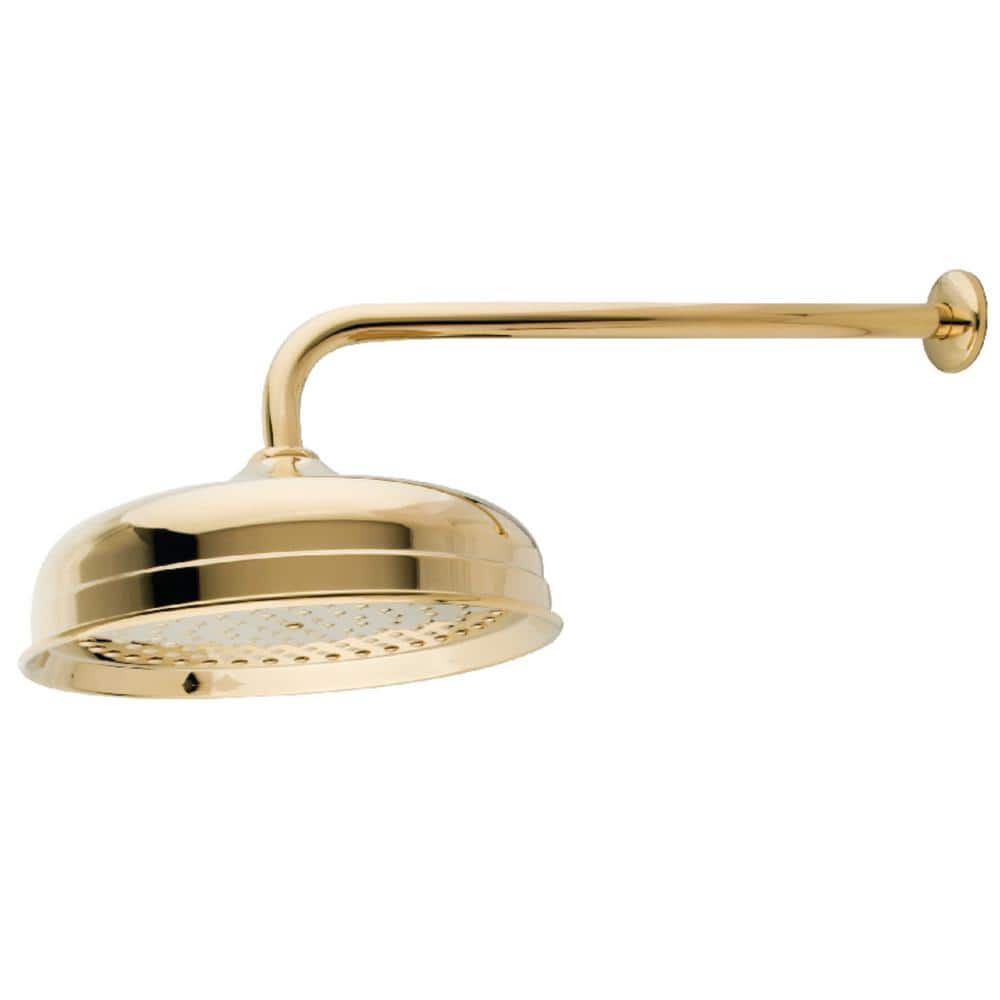 Kingston Brass 1-Spray 10 in. Single Wall Mount Fixed Rain Shower Head in Polished Brass (1)