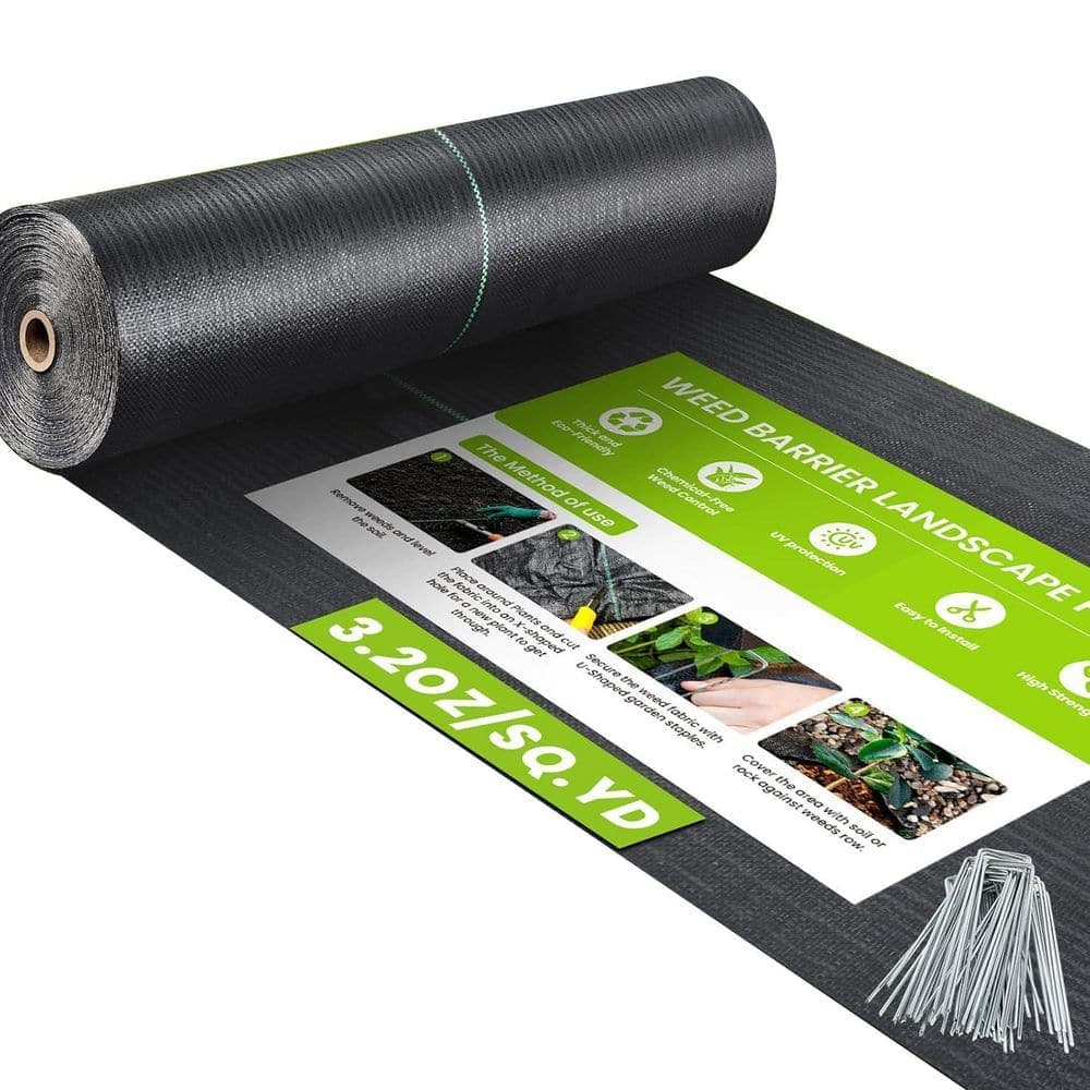 Unbranded 4x300FT Heavy Duty Weed Barrier Fabric 3. 2oz Woven Geotextile Ground Cover Weed Control Mat for Landscaping