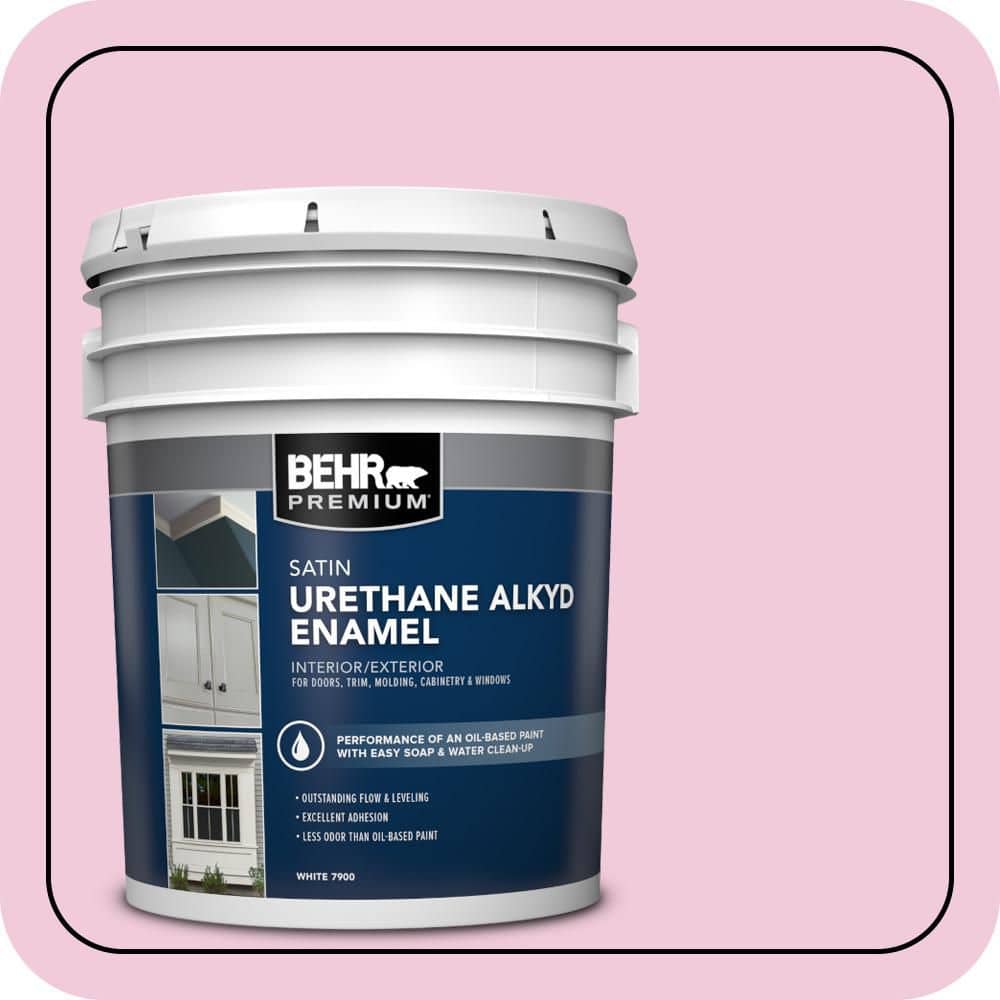 BEHR PREMIUM 5 gal. #P130-1 Piggy Bank Urethane Alkyd Satin Enamel Interior/Exterior Paint