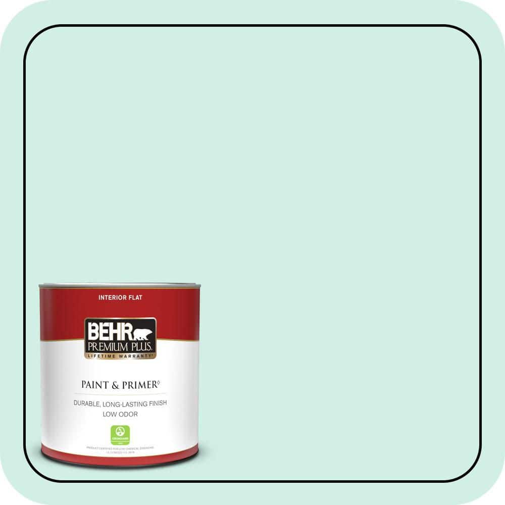 BEHR PREMIUM PLUS 1 qt. #P440-1 Shimmering Pool Flat Low Odor Interior Paint & Primer