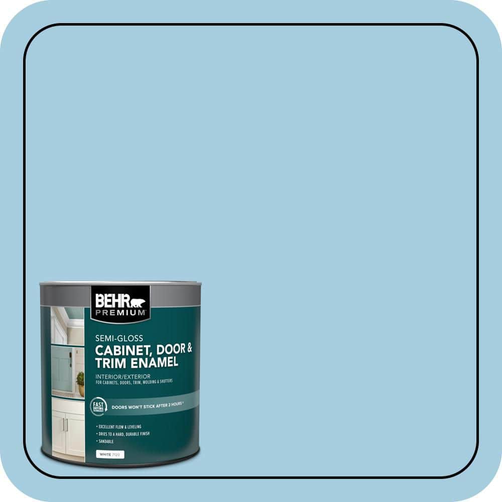 BEHR PREMIUM 1 qt. #M490-2 Carefree Sky Semi-Gloss Enamel Interior/Exterior Cabinet, Door & Trim Paint (1)