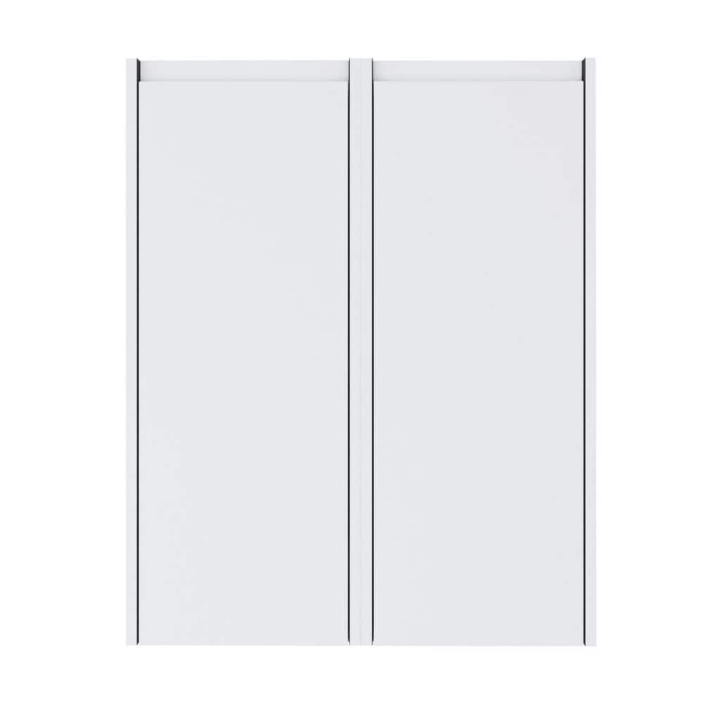 Siavonce 10 in. W x 12 in. D x 60 in. H Bathroom Side Linen Cabinet, with 2 Buffer Doors and Floating Installation Design, White