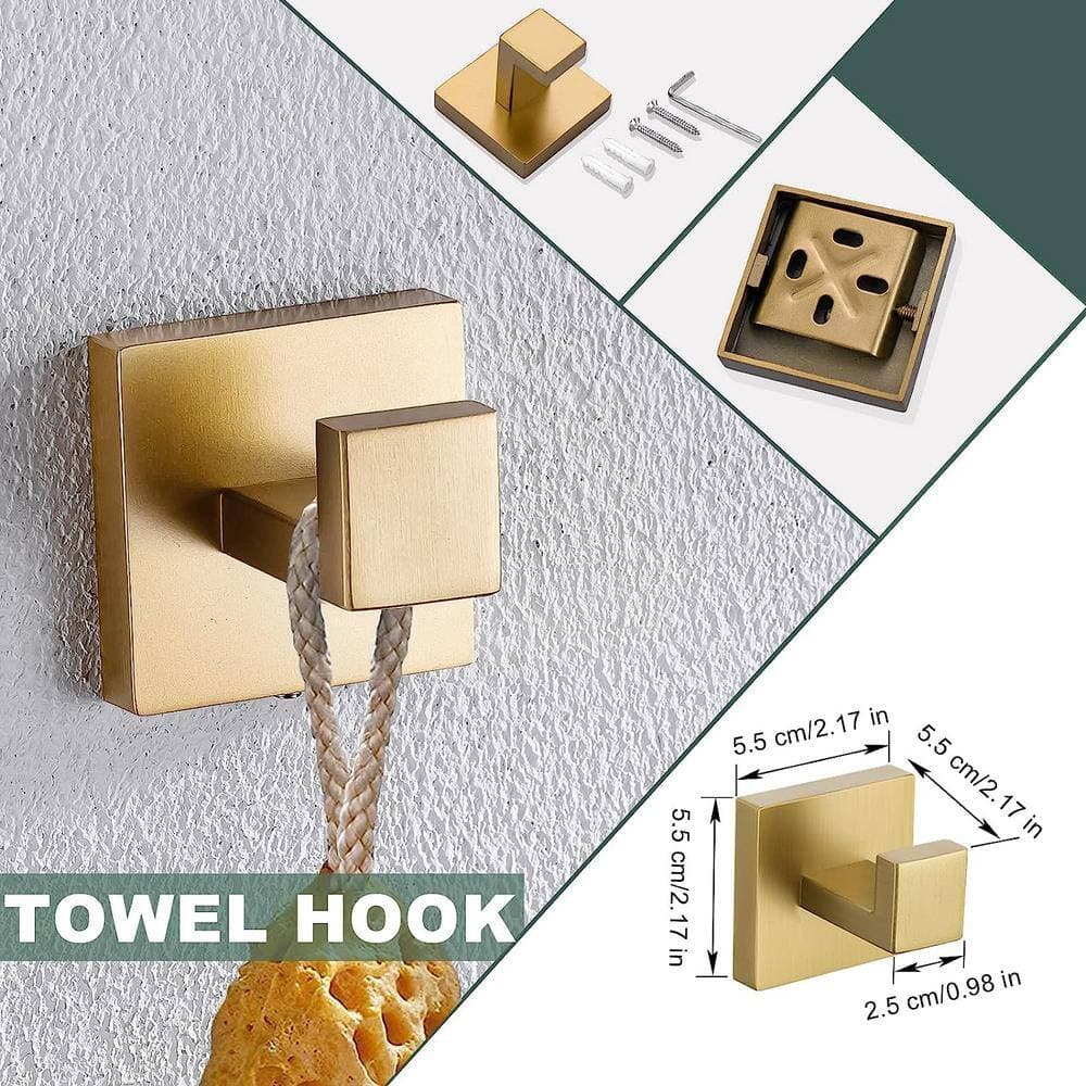 Dyiom 23.6 in. Wall Mounted, Towel Bar in Brushed Gold, 4-Piece (3)