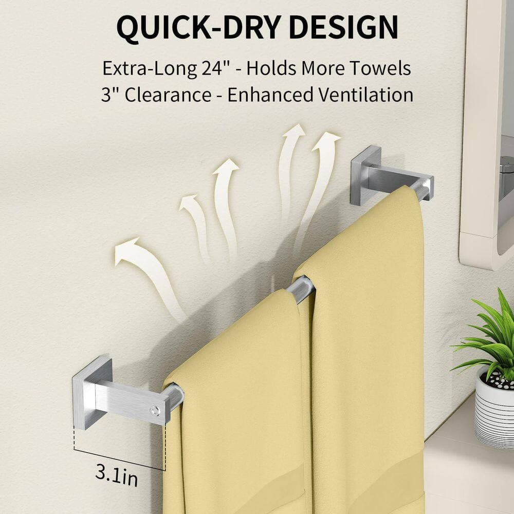 Wudkey 2-Pack Wall Mounted Towel Bar Hand Towel Holder Rod with Metal, High-Grade Aluminum Construction (4)