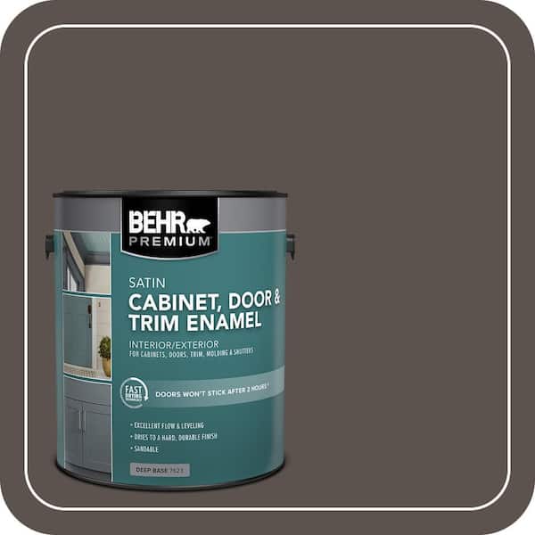 BEHR PREMIUM 1 gal. #MQ2-54 Gardeners Soil Satin Enamel Interior/Exterior Cabinet, Door & Trim Paint (2)