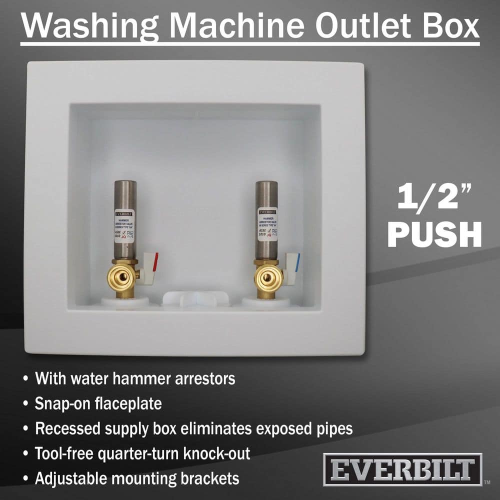 Everbilt 1/2 in. Brass Push-to-Connect x 3/4 in. Male Hose Thread Washing Machine Outlet Box with Water Hammer Arrestors (2)