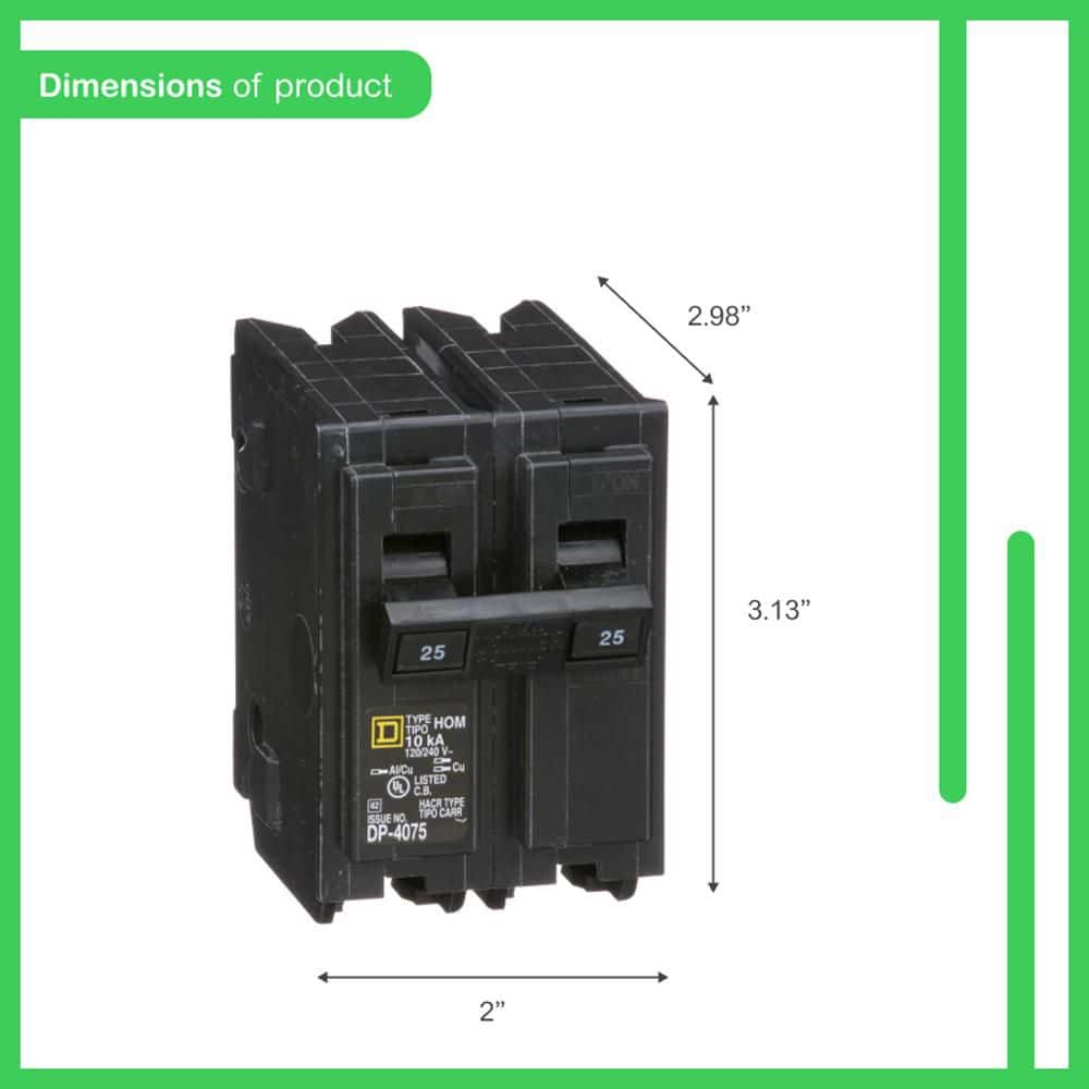 Square D Homeline 25-Amp 2-Pole Circuit Breaker (HOM225CP) (4)