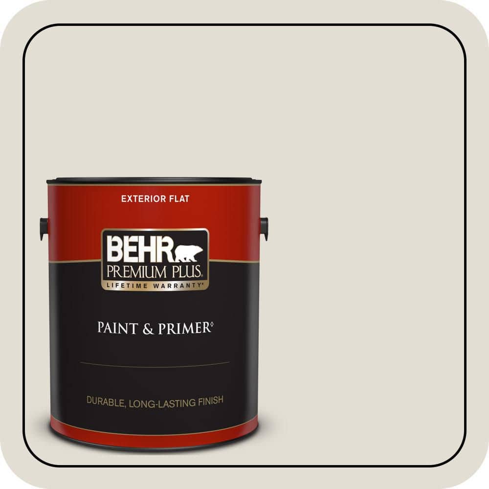BEHR PREMIUM PLUS 1 gal. #N220-1 Spun Wool Flat Exterior Paint & Primer