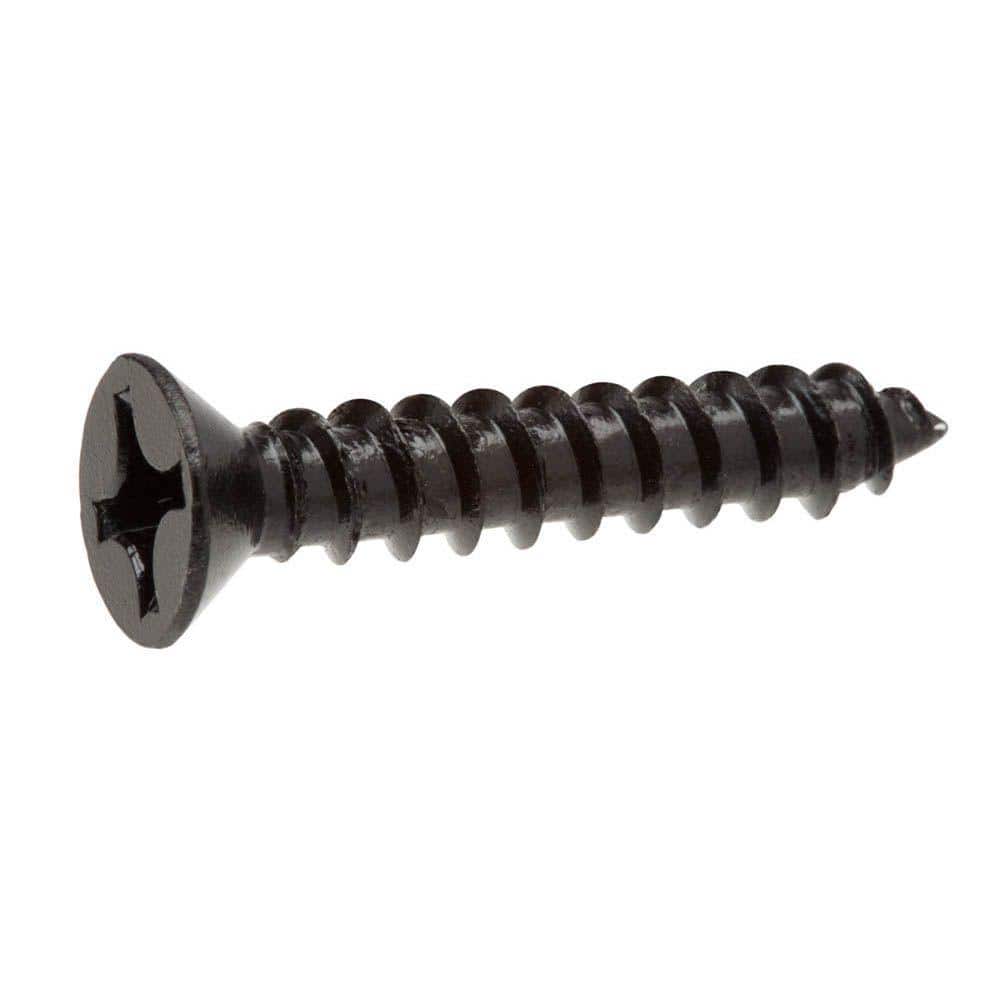 Everbilt #12 x 1-1/4 in. Black Phillips Drive Flat Head Wood Screws (18-Pack) (1)