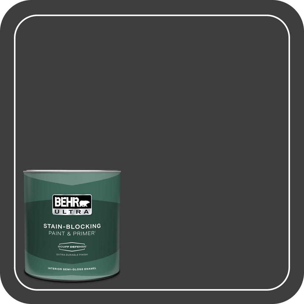 BEHR ULTRA 1 qt. #N520-7 Carbon Extra Durable Semi-Gloss Enamel Interior Paint & Primer