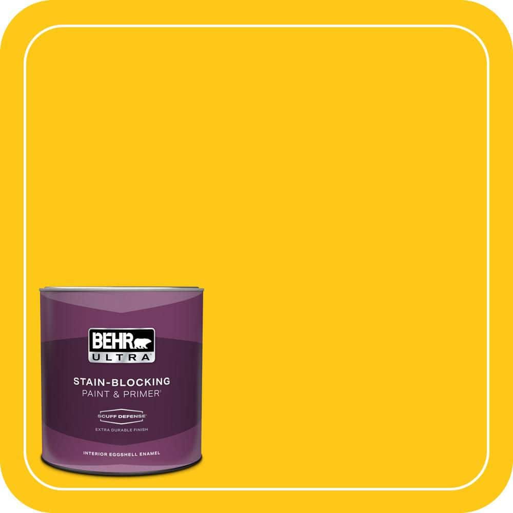 BEHR ULTRA 1 qt. #P300-7 Unmellow Yellow Extra Durable Eggshell Enamel Interior Paint & Primer