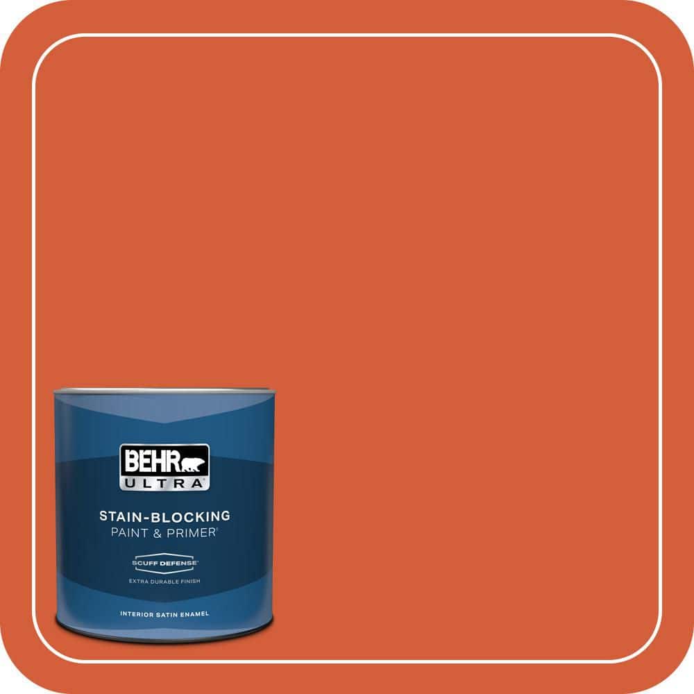 BEHR ULTRA 1 qt. #S-G-220 Sweet Mandarin Extra Durable Satin Enamel Interior Paint & Primer