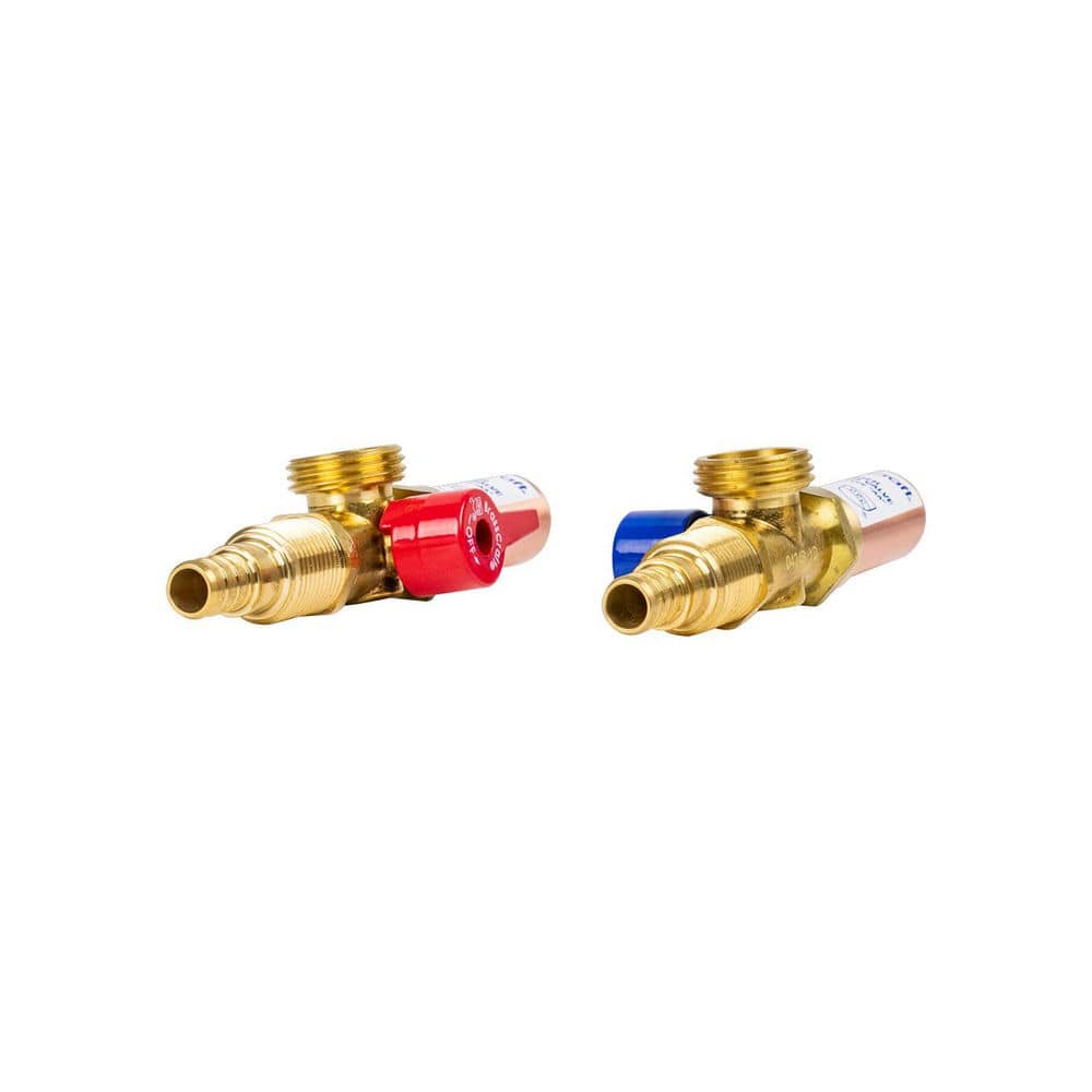 BrassCraft 1/2 in. NOM Crimp Brass PEX x 3/4 in. MHT Washing Machine Ball Valves (1/4 Turn) with Outlet Box and Hammer Arrestors (3)