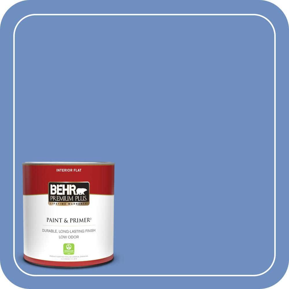 BEHR PREMIUM PLUS 1 qt. #590B-5 Purple Hyacinth Flat Low Odor Interior Paint & Primer
