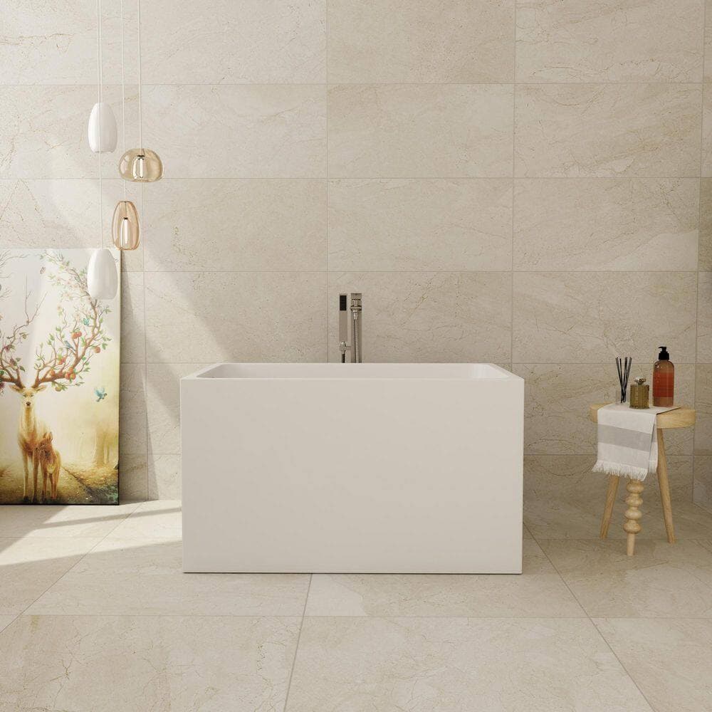 CASAINC 43. 3 in. x 27. 5 in. Rectangle Acrylic Freestanding Japanese Soaking Bathtub in White with Seat, CUPC Certificate (2)