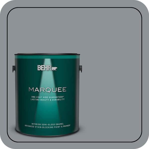BEHR MARQUEE 1 gal. #PPU18-04 Dark Pewter One-Coat Hide Semi-Gloss Enamel Interior Paint & Primer (2)