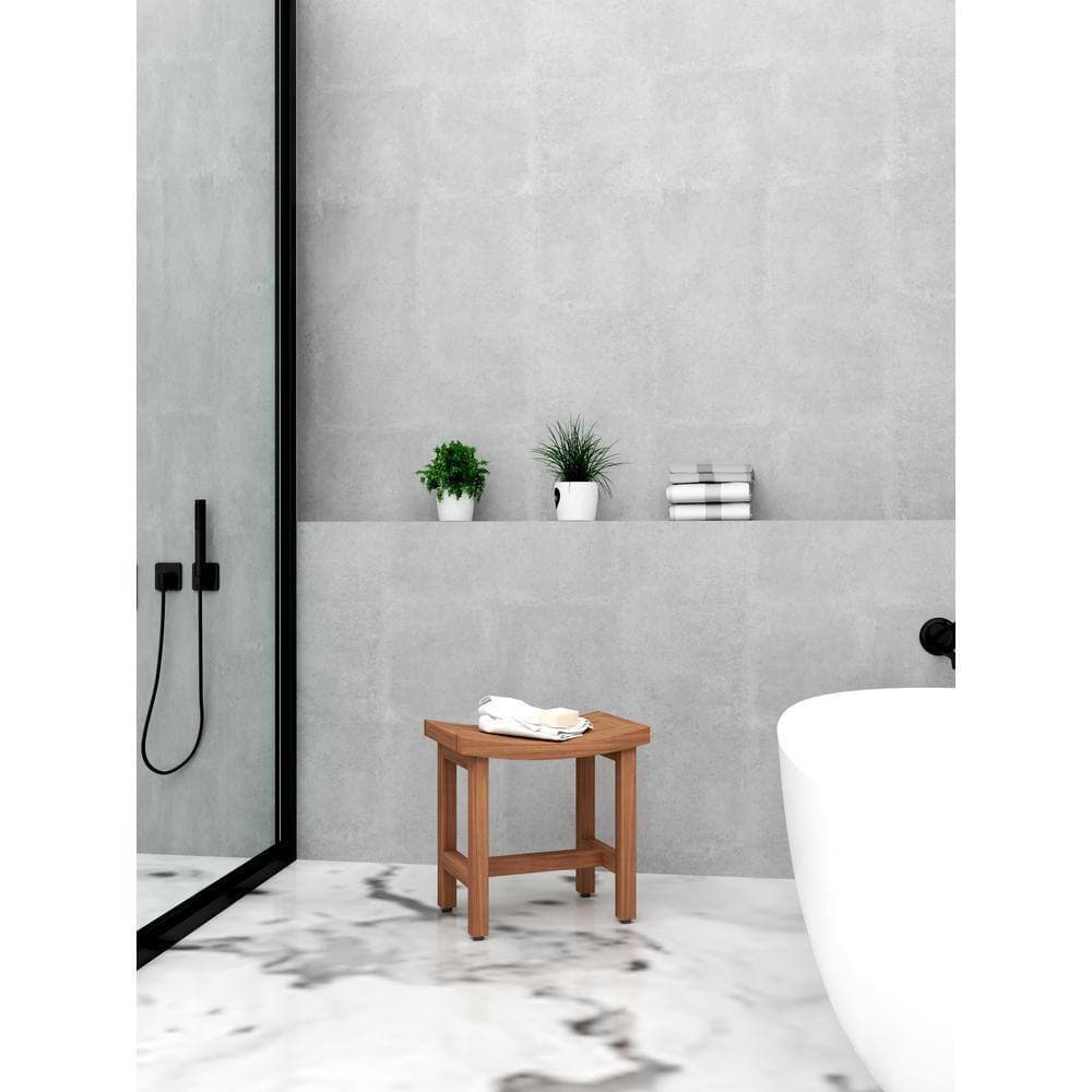 AquaTeak 18 in. x 12 in. Sumba Freestanding Teak Shower Bench with Elevated Height (2)
