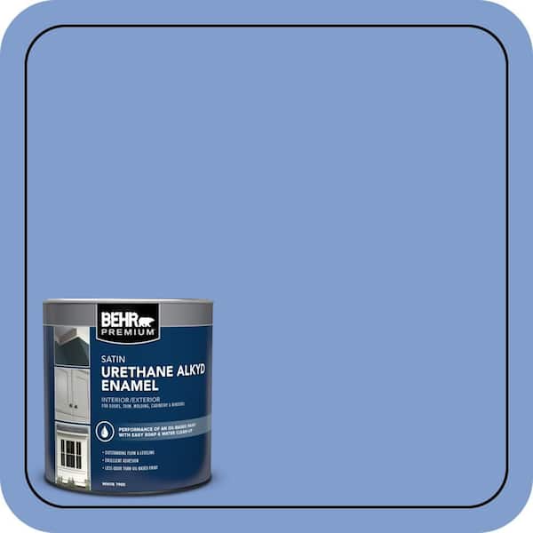 BEHR PREMIUM 1 qt. #BIC-09 Caribbean Sky Satin Enamel Urethane Alkyd Interior/Exterior Paint (2)